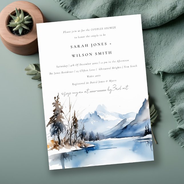 Mountain Lake Winter Snow Landscape Couples Shower Invitation (Creator Uploaded)