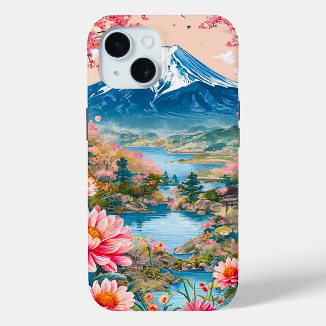 Mountain Lake with Blooming Flowers Case-Mate iPhone Case (Back)
