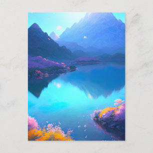 Mountain Lake with Blooming Wildflowers Postcard