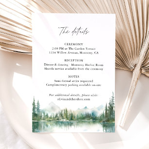 Mountain Lake Woodland Wedding Details, Info Enclosure Card