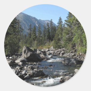Mountain Lakes Scenic Photo Classic Round Sticker