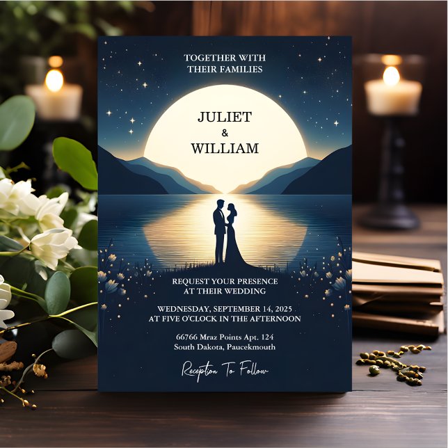 Mountain Lakeside Forest Outdoor Lake Wedding Invitation (Creator Uploaded)