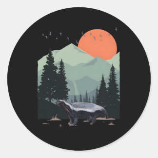 Mountain Landscape Adventure E Tree Honey Badger Classic Round Sticker