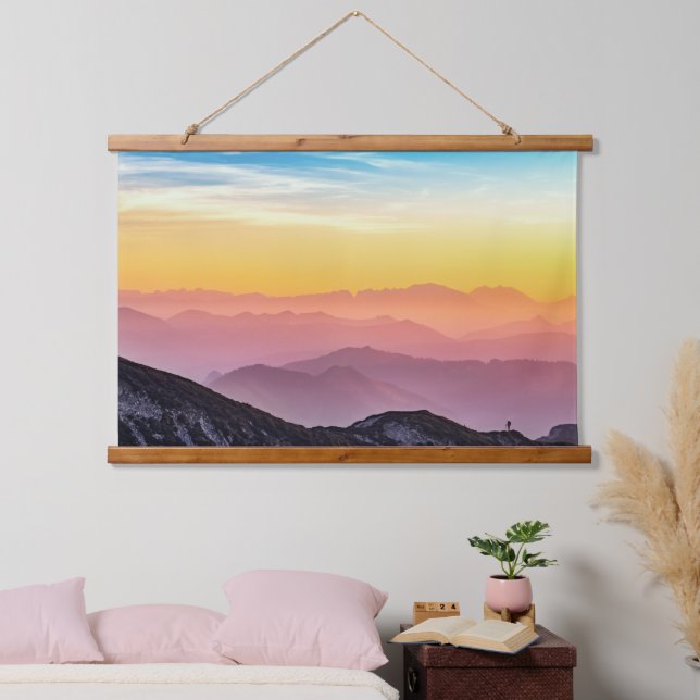 Mountain Landscape at Sunset     Hanging Tapestry (Bedroom)