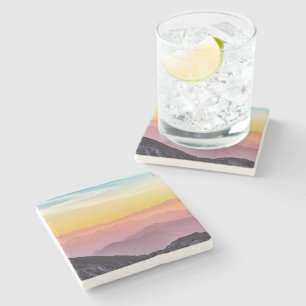 Mountain Landscape at Sunset Stone Coaster
