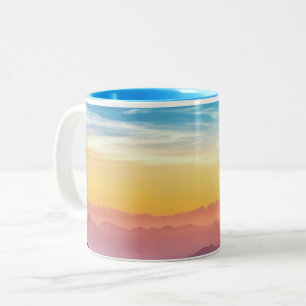 Mountain Landscape at Sunset  Two-Tone Coffee Mug