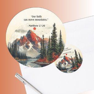 Mountain Landscape Bible Verse Autumn Classic Round Sticker