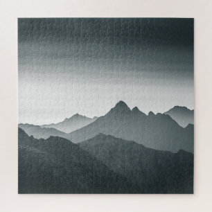 Mountain landscape black and white jigsaw puzzle