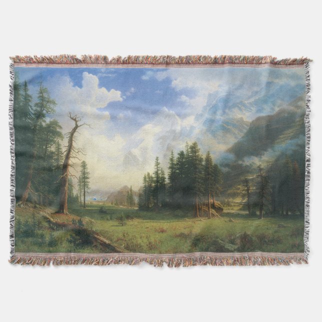 Mountain Landscape by Albert Bierstadt Throw Blanket (Front)