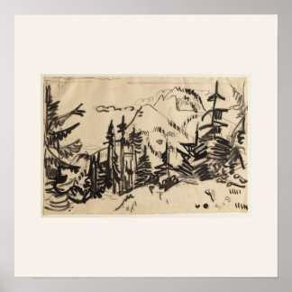 Mountain Landscape Fir Trees - Kirchner Square Poster