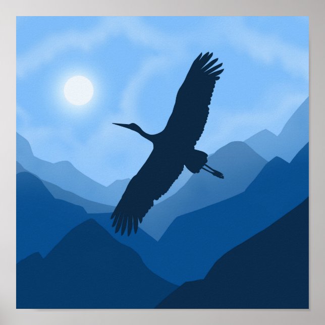 Mountain Landscape. Flight of a Bird Poster (Front)