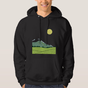 Mountain Landscape Green Meadow Sun Illustration Hoodie