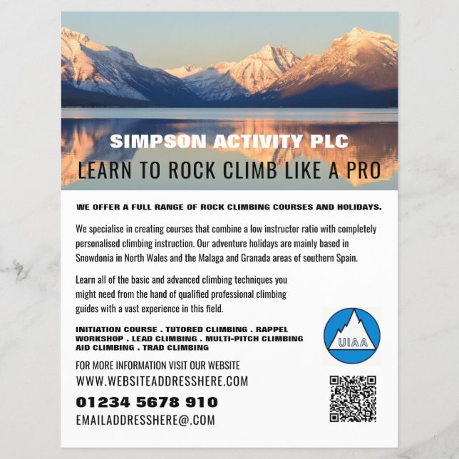 Mountain Landscape, Hiking and Climbing Advert Flyer (Front)