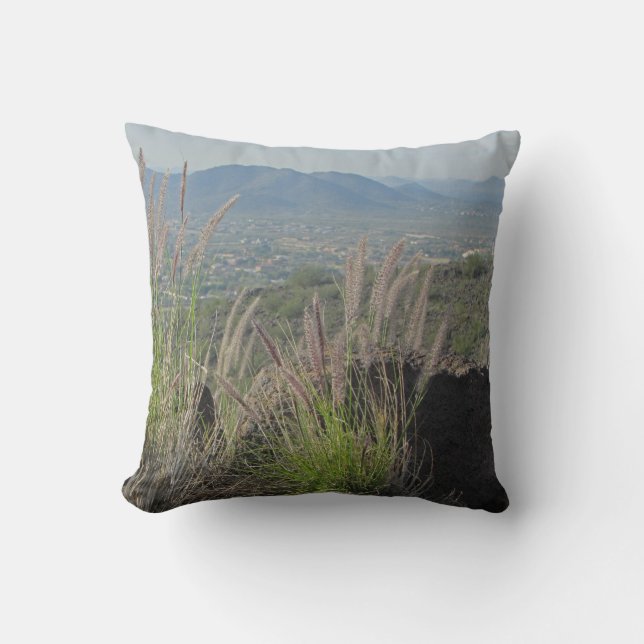 Mountain Landscape Hilltop Distant View Desert Cushion (Front)