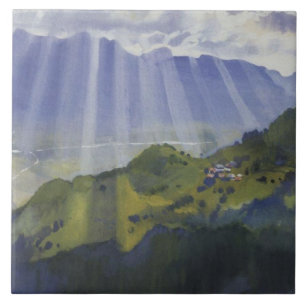 Mountain Landscape in Switzerland (Serebriakova) Ceramic Tile