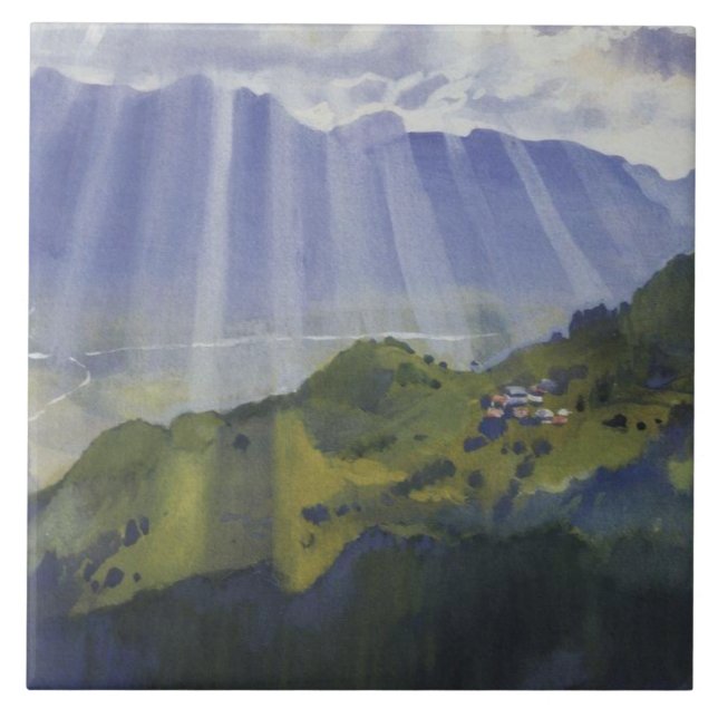 Mountain Landscape in Switzerland (Serebriakova) Ceramic Tile (Front)