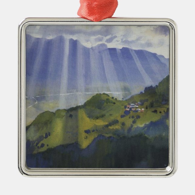 Mountain Landscape in Switzerland (Serebriakova) Metal Ornament (Front)