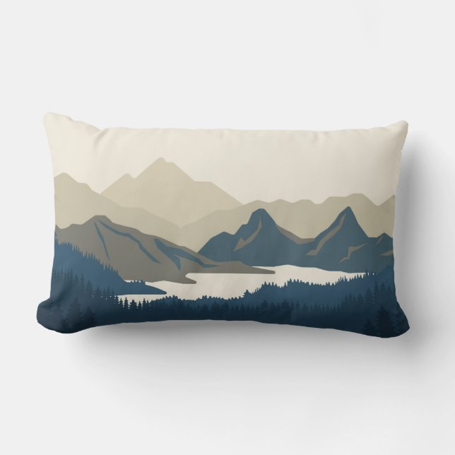 Mountain landscape in the evening lumbar cushion (Front)