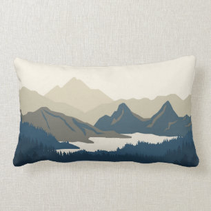 Mountain landscape in the evening lumbar cushion