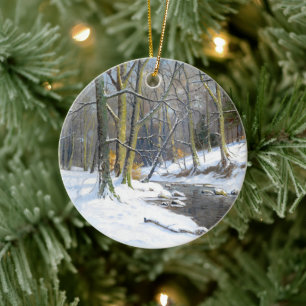 Mountain Landscape in Winter,  Ceramic Ornament