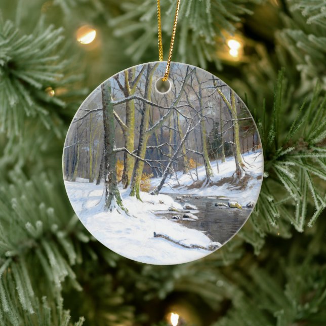 Mountain Landscape in Winter,  Ceramic Ornament (Tree)