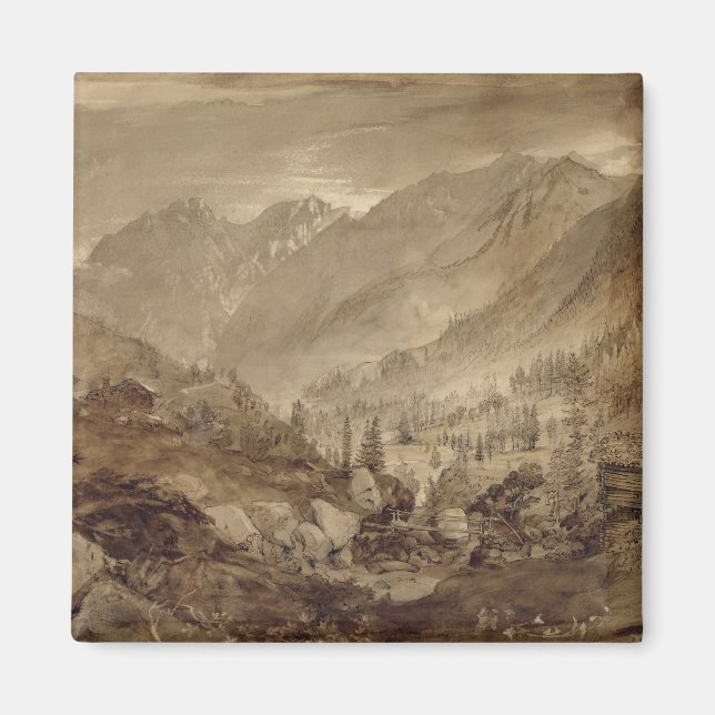 Mountain Landscape, Macugnaga, 1845 (pen & brown i Magnet (Front)