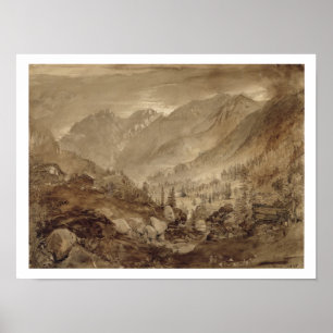 Mountain Landscape, Macugnaga, 1845 (pen & brown i Poster