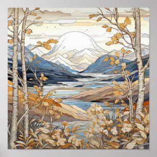 Mountain Landscape Neutral Wall Art Poster