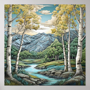 Mountain Landscape Neutral Wall Art Poster
