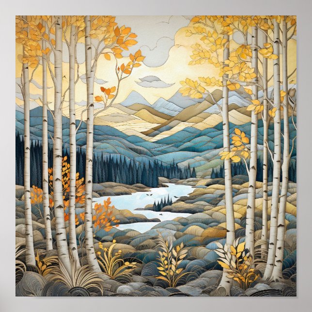 Mountain Landscape Neutral Wall Art Poster (Front)