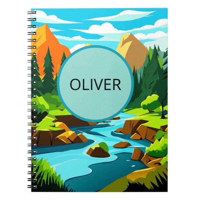 Mountain Landscape Notebook, Oliver Adventure Note Notebook (Front)