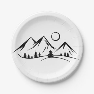 Mountain landscape paper plate