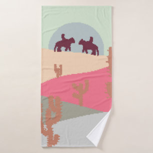 Mountain landscape peaks on sunset on panoramic vi bath towel