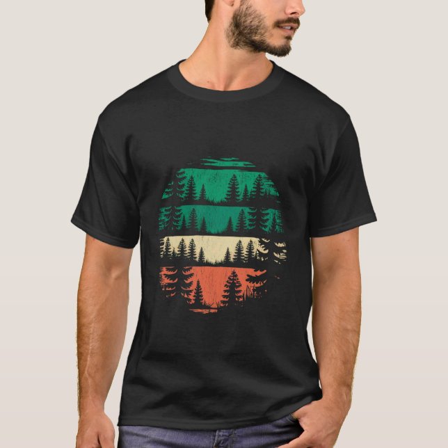 Mountain Landscape Reflection Forest Trees Outdoor T-Shirt (Front)