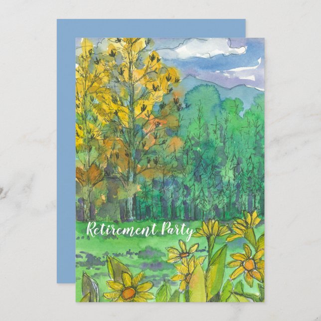 Mountain Landscape Retirement Party Invitation (Front/Back)