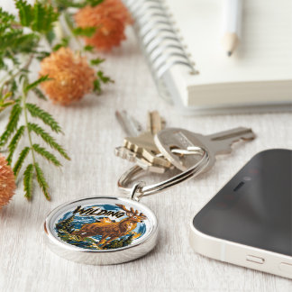 Mountain Landscape Stag Key Ring