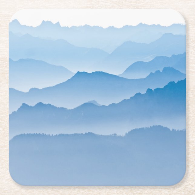 Mountain Landscape | Switzerland Square Paper Coaster (Front)
