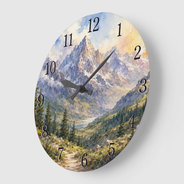 Mountain Landscape Wall Clock — Nature-Inspired De (Angle)