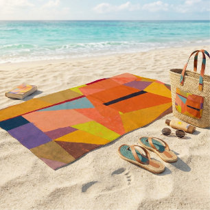 Mountain Landscape Warm Abstract Vintage Geometri Beach Towel