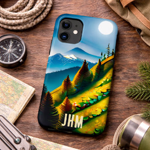 Mountain Landscape with Full Moon  iPhone 11 Case