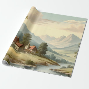 Mountain landscape wrapping paper