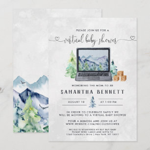 Mountain Laptop Virtual Baby Shower Invitation