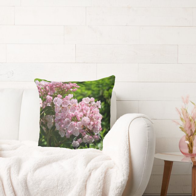 Mountain Laurel Pink Reversible White Flowers Cushion (Couch)