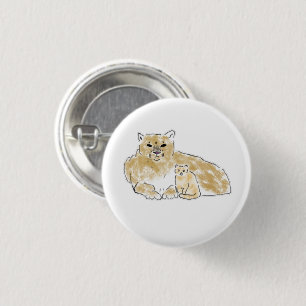Mountain Lion and Kitten Animal Duo Gift 3 Cm Round Badge