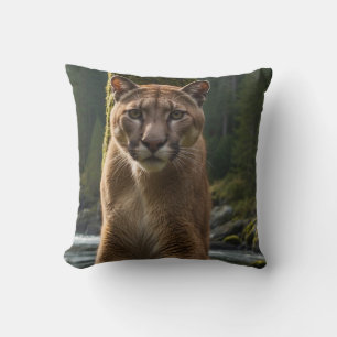Mountain Lion at a Rock Pool Cushion