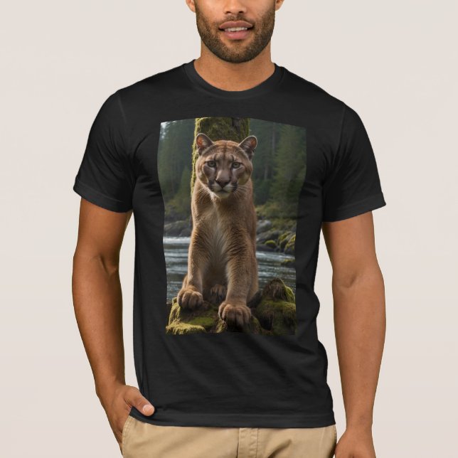 Mountain Lion at a Rock Pool T-Shirt (Front)