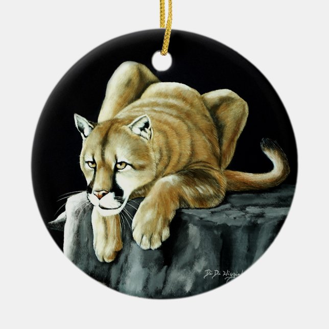 Mountain Lion Ceramic Ornament (Front)
