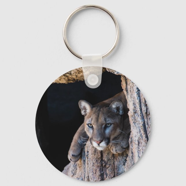 Mountain Lion in Cave Key Ring (Front)