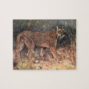 Mountain Lion, Puma or Cougar by CE Swan Jigsaw Puzzle
