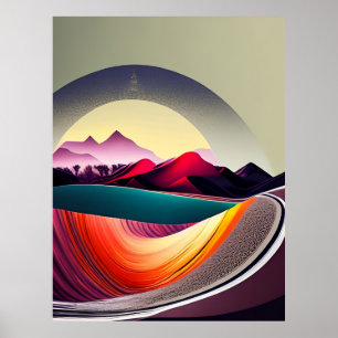 Mountain llustration Abstract Landscape Poster